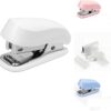 White Color Mini Stapler with Staples,Small Cute Stapler for Desk,Gift for Student or Office Use (White)