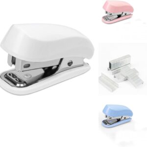 White Color Mini Stapler with Staples,Small Cute Stapler for Desk,Gift for Student or Office Use (White)