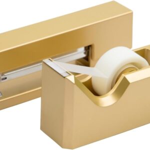 Office & Desk Sets - 1 Stapler & 1 Tape Dispenser - Gold - 2/Pack