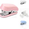 Pink Color Mini Stapler with Staples,Small Cute Stapler for Desk,Gift for Student or Office Use (Pink)