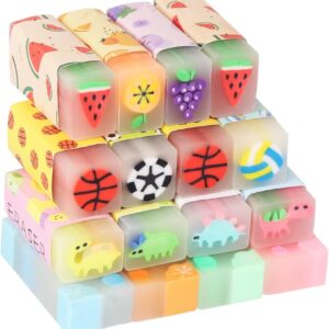 Cute Erasers for Kids Bulk 16 Pack Animal Food Fun Desk Pets Pencil Students School Supplies Prize Gifts Party Favors