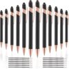 12 PCS 2 in 1 Stylus Ballpoint Pen with Stylus Tip, 1.0 mm Black Ink Metal Pen Stylus Pen for Touch Screens (Rose Gold & Black)