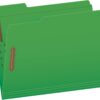 Fastener Folders, 2 Fasteners,  Size, Green, 1/3 Cut Tabs in Left, Right, Center Positions, 50 per Box (22140GW)