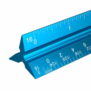 Architectural Scale Ruler: 12" Imperial Aluminum Alloy Metal Architecture Measuring Tools, Engineering Drafting Construction Drawing Blueprints Triangular Architect Scaling Rulers 12 Inches