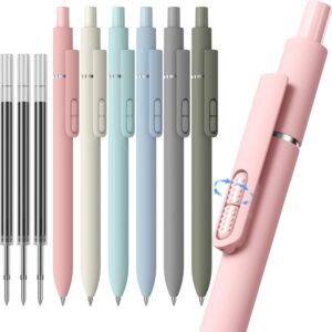 9 Pcs Black Ballpoint Pens - 1.0mm Medium Point Smooth Writing Black Ink Ball Point Pens | High-end Long Lasting Retractable Pen for School, Home, Office (6 Pens with 3 Refills)