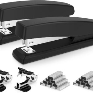Deli Stapler, Desktop Stapler, 2 Pack, Office Staplers, 25 Sheet Capacity, Includes 2000 Staples and 2 Staple Removers, 2 Pack, Black