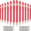 12 PCS 2 in 1 Stylus Ballpoint Pen with Stylus Tip, 1.0 mm Black Ink Metal Pen Stylus Pen for Touch Screens (All Red)