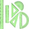 1 Set Plastic Clear Math Set Includes Protractor Triangle Rulers 12 Inch 6 Inch Straight Geometry Math Transparent Ruler Measuring Tool for School Office Home Supplies (Green)