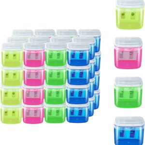 48 Pcs Manual Pencil Sharpeners with Lid, for School,Office and Home