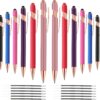 12 PCS 2 in 1 Stylus Ballpoint Pen with Stylus Tip, 1.0 mm Black Ink Metal Pen Stylus Pen for Touch Screens (Rose glod & 6 Colors)