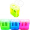 Colored Pencil Sharpeners Manual, Dual Hole Handheld Pencil Sharpener for Kids, Small Compact Pencil Sharpener for No.2/Makeup Pencils Classroom Adults Artist Students School Home Office -4PCS