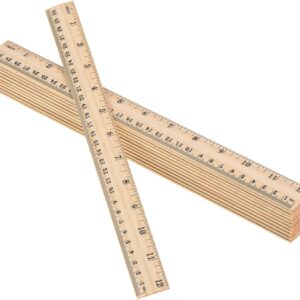 12 Pack Wood Ruler Bulk for Students Wooden School Rulers Gifts Office Classroom Measuring, 2 Scale, 12 Inch and 30 cm
