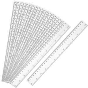 20 Pack Clear Plastic 12 Inch Straight Flexible Ruler with Inches and Metric for School, Classroom, Home, or Office