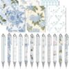 24 Pcs Hydrangea Blue and White Floral Journal Pens Pastel Floral Patterns Ballpoint Pens Grandmillennial Aesthetic Notepads Set Line Notebook for Employee Gift Student School Office Supplies