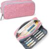 Big Capacity Pencil Pen Case Nylon Large Pencil Pouch Simple Stationery Bag Office Organizer Pen Bag for Men Women  Pink